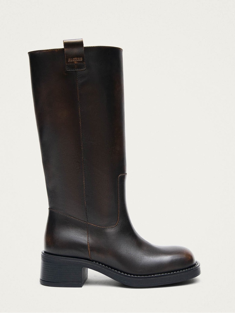 SAJAN VINTAGE EFFECT DARK BROWN LEATHER BOOTS